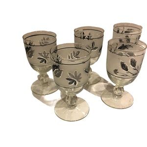 Libby Vintage Gold/Silver 3 Leaves 2 Wheat Goblets